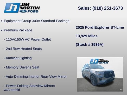 Used 2025 Ford Explorer ST-Line w/ Premium Package AWD/4WD image 8