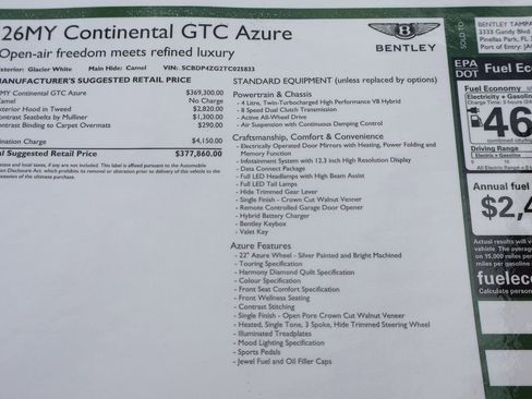 New 2026 Bentley Continental GTC image 32