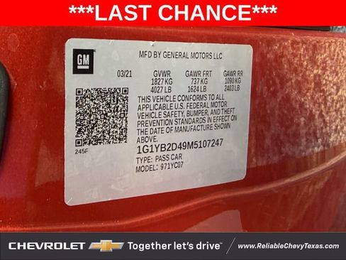 Used 2021 Chevrolet Corvette Stingray Preferred Cpe w/ 2LT RWD image 32