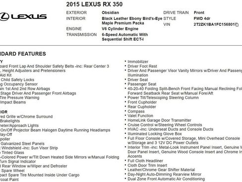Used 2015 Lexus RX 350 FWD image 14