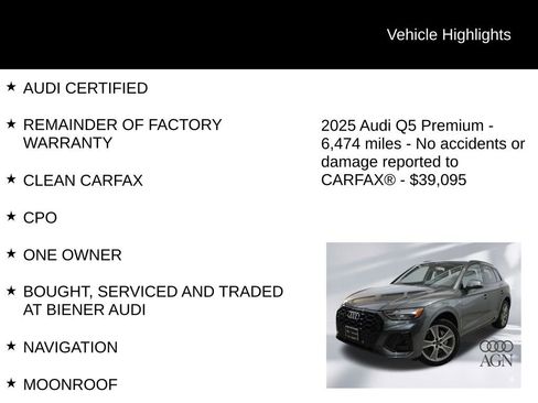 Certified 2025 Audi Q5 2.0T Premium w/ Convenience Plus Package image 9
