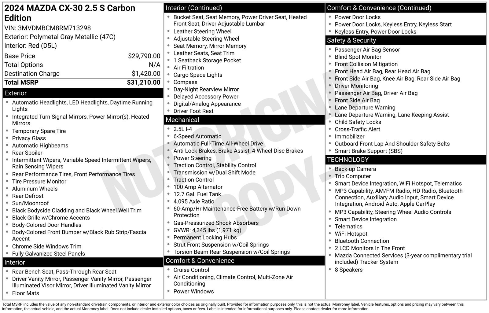 Used 2024 MAZDA CX-30 AWD 2.5 S w/ Preferred Package image 35