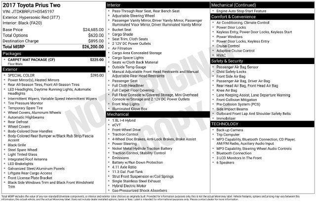 Used 2017 Toyota Prius Two w/ Carpet Mat Package FWD image 30