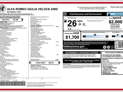 Used 2022 Alfa Romeo Giulia Veloce image 47