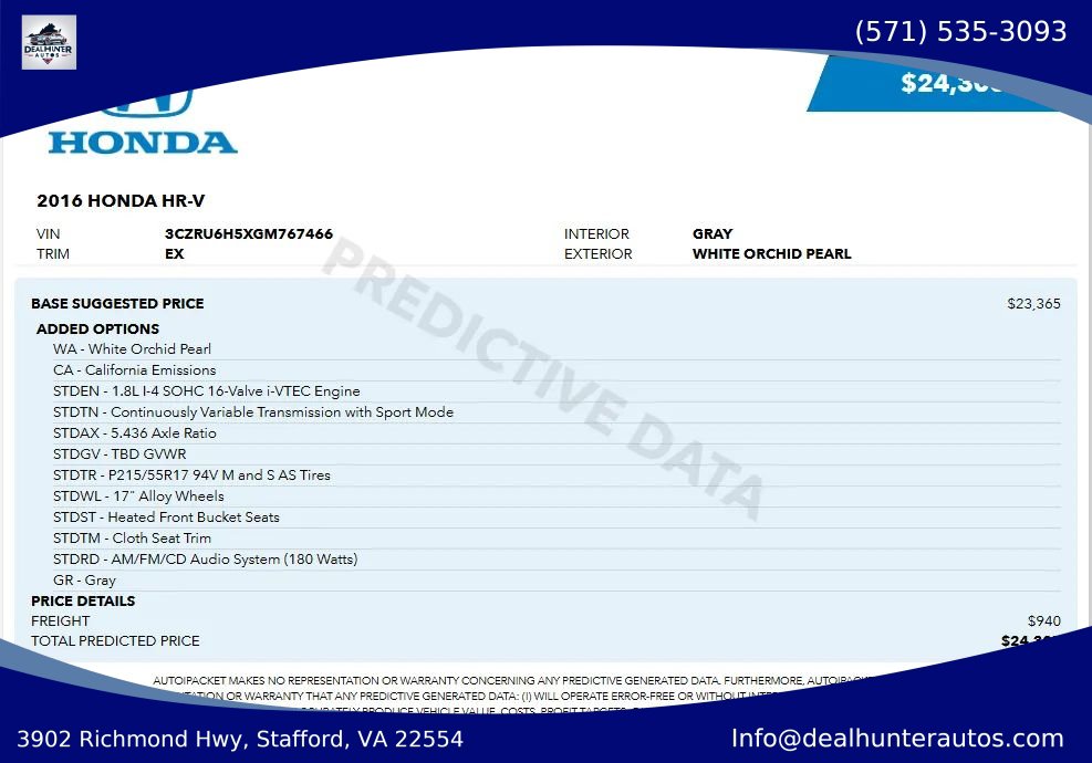 Used 2016 Honda HR-V EX image 2
