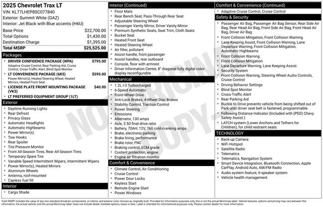 Used 2025 Chevrolet Trax LT w/ Driver Confidence Package FWD image 17
