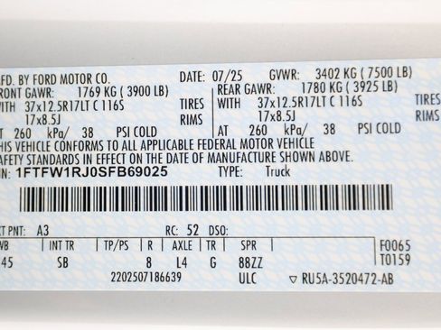 Used 2025 Ford F150 Raptor w/ Equipment Group 803A Raptor R image 59