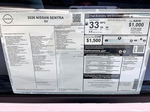 New 2026 Nissan Sentra SV w/ SV Convenience Package FWD image 39