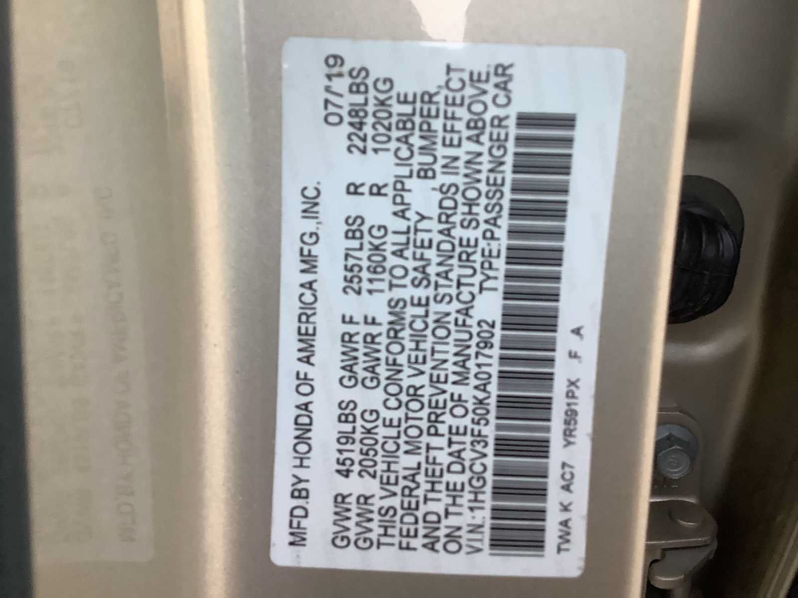 Certified 2019 Honda Accord EX-L image 21