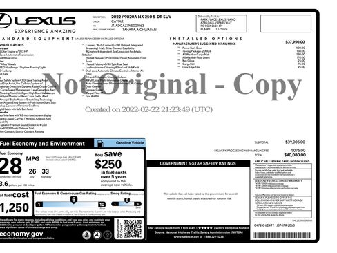 Used 2022 Lexus NX 250 FWD w/ Towing Package (2000 Lbs) image 3
