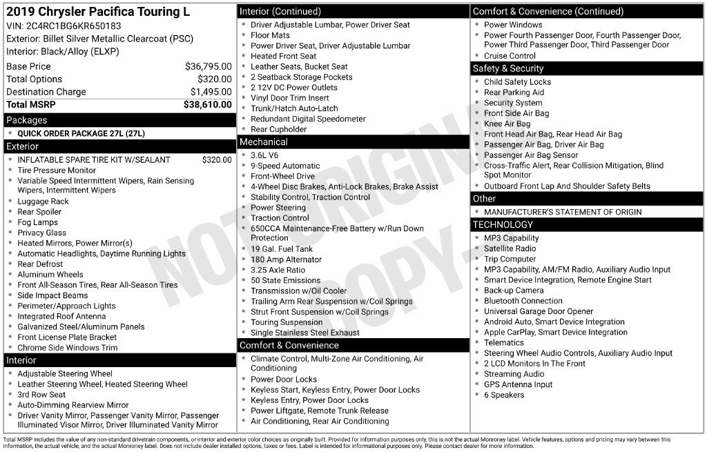 Used 2019 Chrysler Pacifica Touring-L FWD image 7
