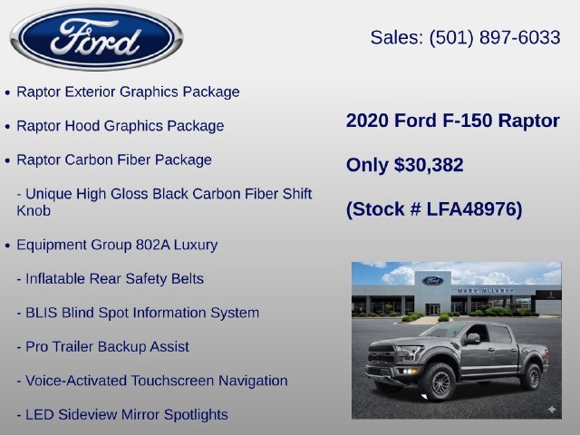 Used 2020 Ford F150 Raptor w/ Equipment Group 802A Luxury AWD/4WD image 6