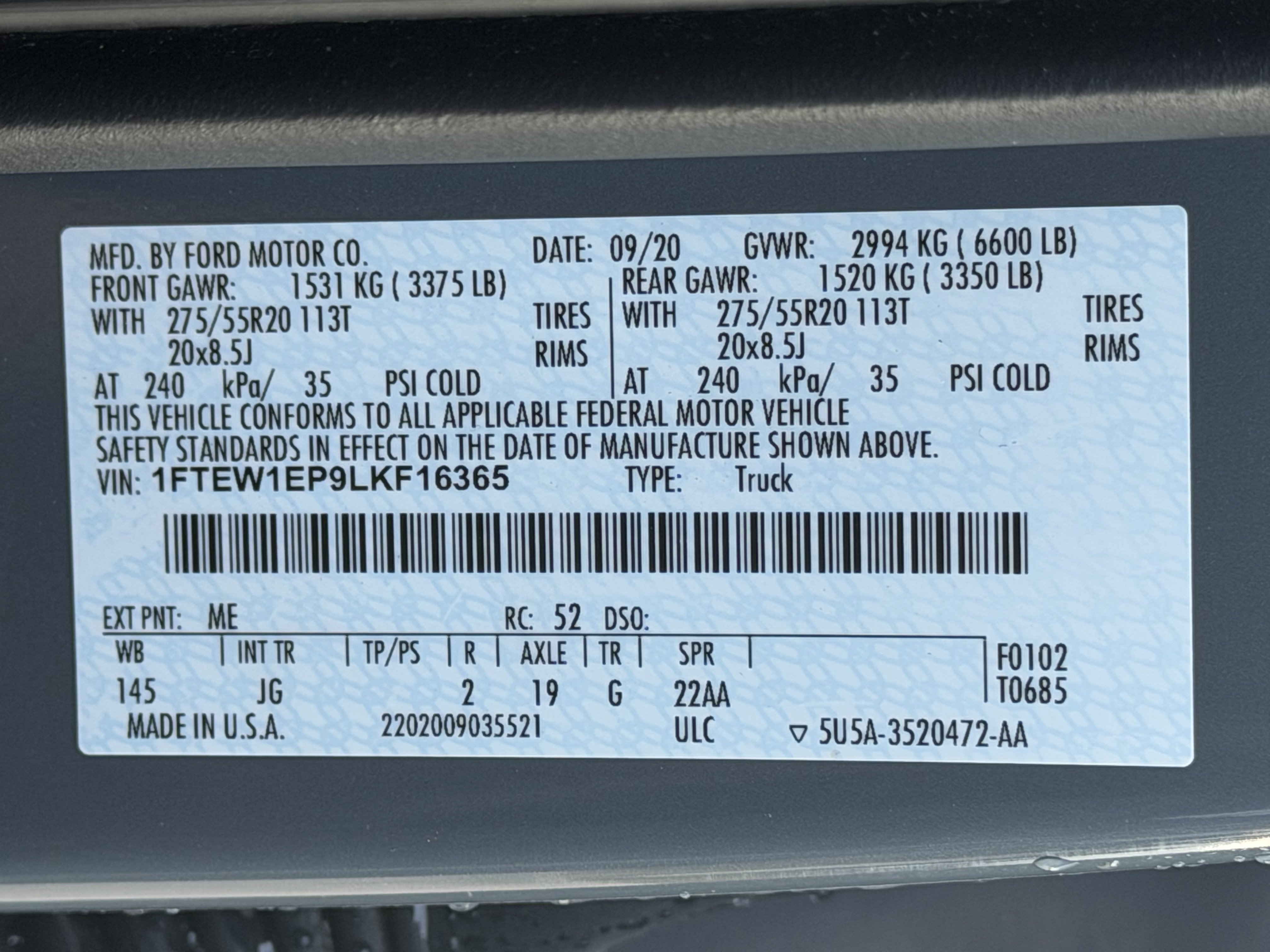 Used 2020 Ford F150 XL w/ Equipment Group 101A Mid AWD/4WD image 13