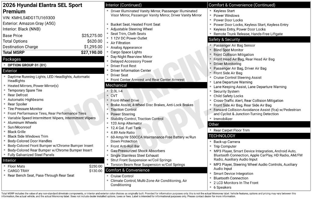 Certified 2026 Hyundai Elantra SEL Sport Premium FWD image 33