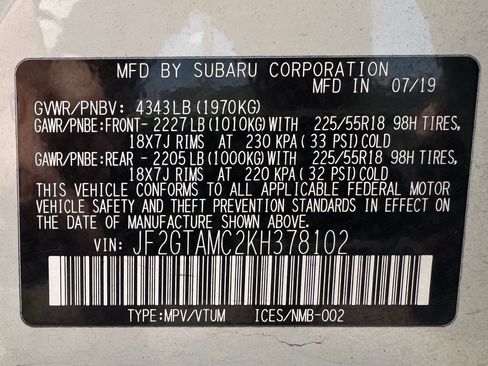 Used 2019 Subaru Crosstrek 2.0i Limited w/ Moonroof Package AWD/4WD image 13