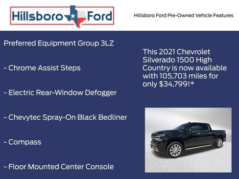 Used 2021 Chevrolet Silverado 1500 High Country w/ Technology Package AWD/4WD image 13