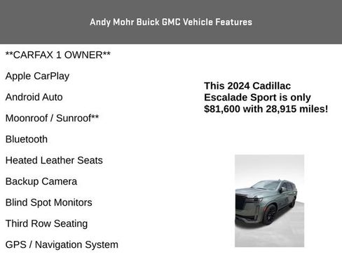 Used 2024 Cadillac Escalade Sport w/ LPO, ONYX Package AWD/4WD image 4