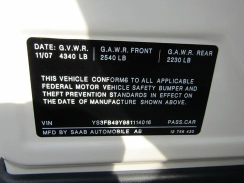Used 2008 Saab 9-3 2.0T w/ Moonroof Package FWD image 35