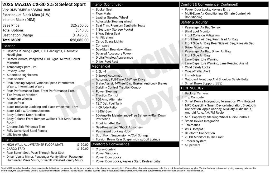 Used 2025 MAZDA CX-30 AWD 2.5 S w/ Select Sport Pkg image 7