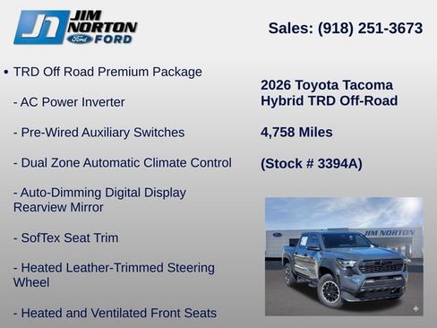 Used 2026 Toyota Tacoma TRD Off-Road w/ TRD Off Road Premium Package AWD/4WD image 11