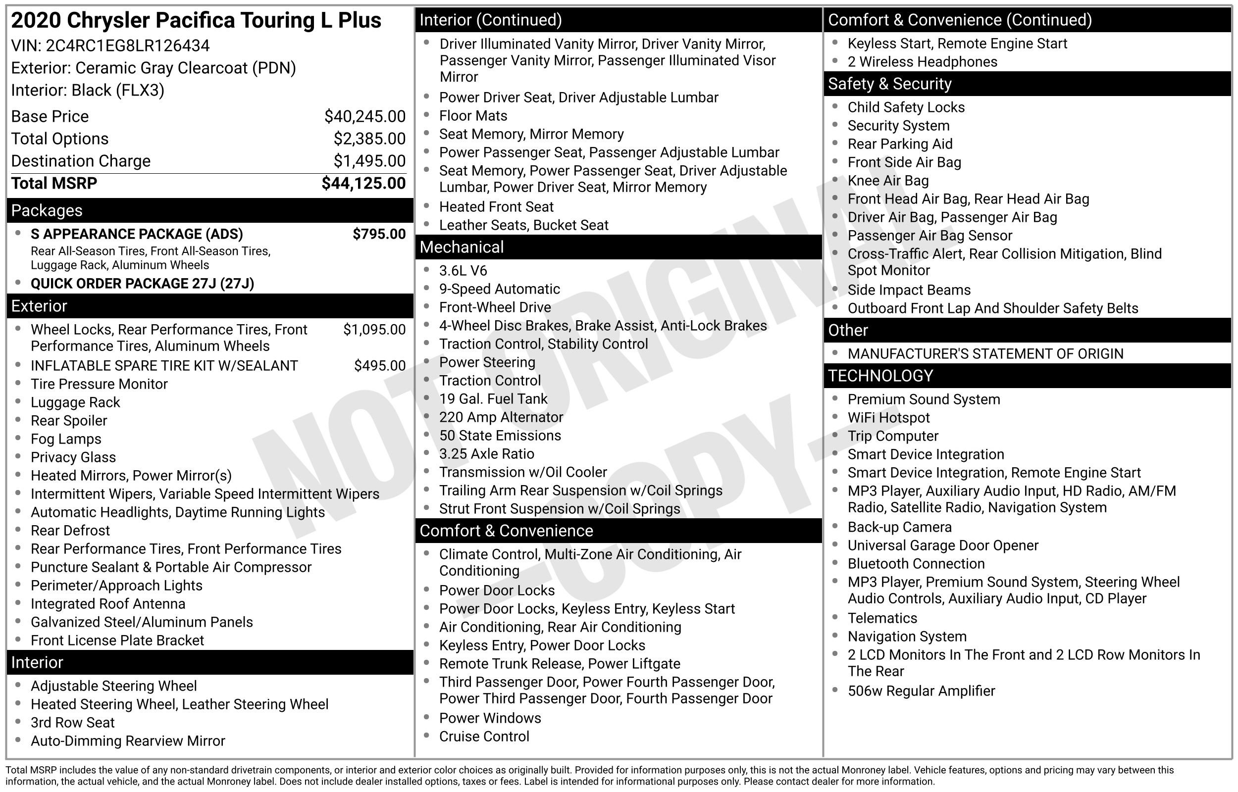 Used 2020 Chrysler Pacifica Touring-L Plus w/ S Appearance Package FWD image 46