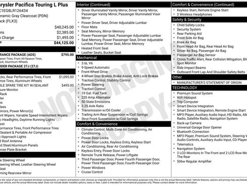 Used 2020 Chrysler Pacifica Touring-L Plus w/ S Appearance Package FWD image 46