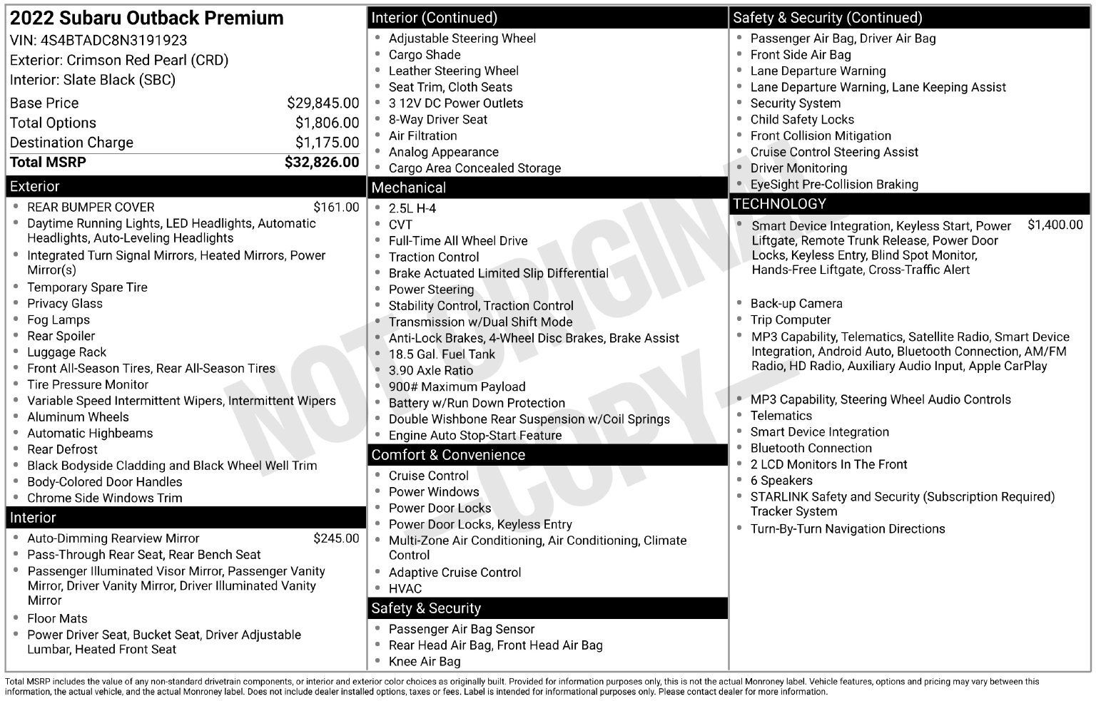 Certified 2022 Subaru Outback Premium AWD/4WD image 34