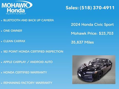 Certified 2024 Honda Civic Sport image 8