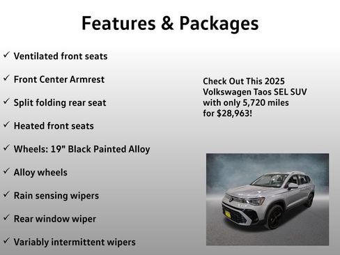 Used 2025 Volkswagen Taos SEL w/ Black Wheel Plus Package AWD/4WD image 21