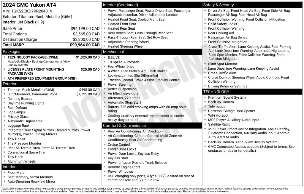 Used 2024 GMC Yukon AT4 w/ Technology Package AWD/4WD image 84