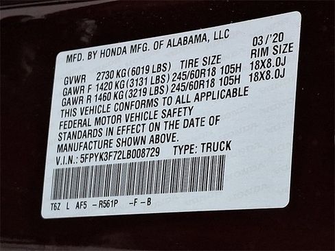 Certified 2020 Honda Ridgeline RTL-E image 25