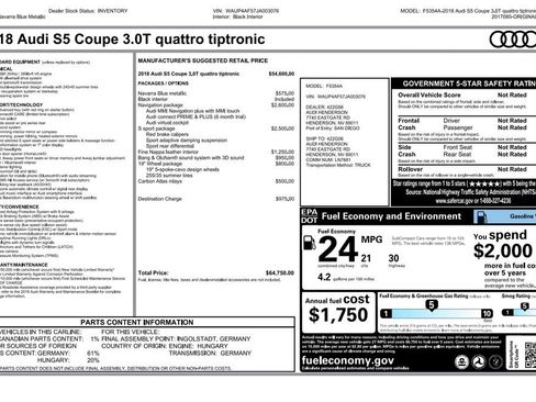 Used 2018 Audi S5 Premium Plus w/ Navigation Package image 3