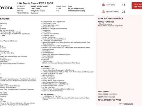 Used 2014 Toyota Sienna XLE FWD image 3