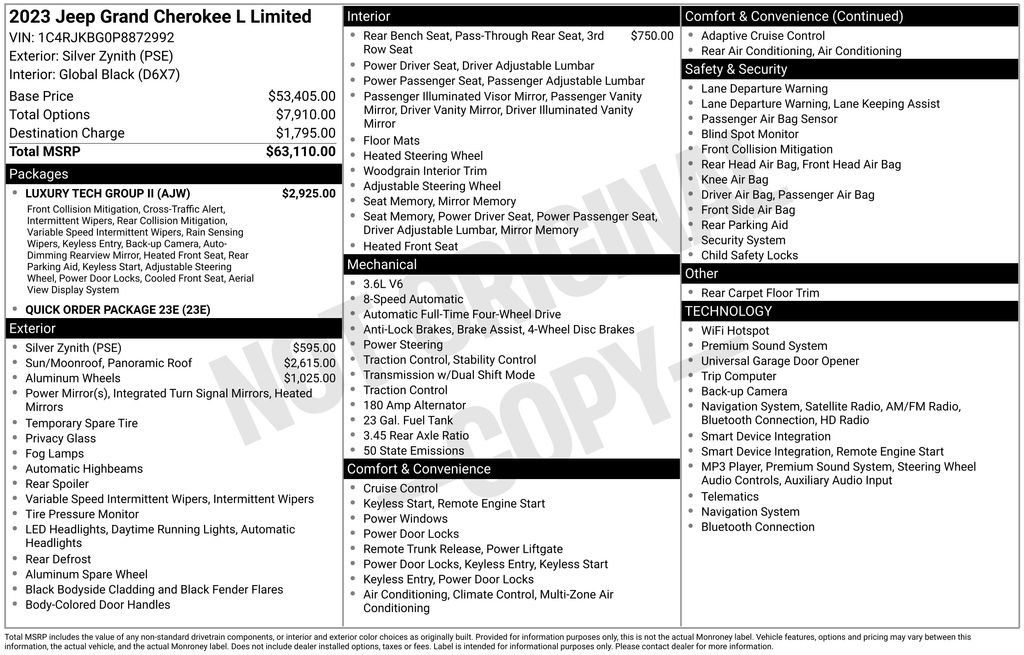 Certified 2023 Jeep Grand Cherokee L Limited w/ Luxury Tech Group II AWD/4WD image 13