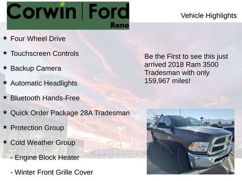Used 2018 RAM 3500 Tradesman w/ Chrome Appearance Group AWD/4WD image 4