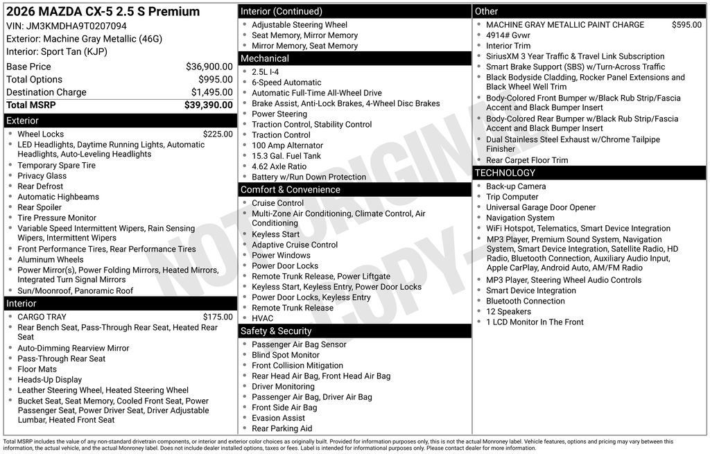 New 2026 MAZDA CX-5 2.5 S w/ Premium Package AWD/4WD image 33