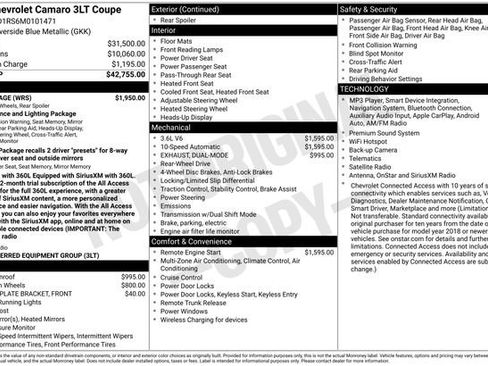 Used 2021 Chevrolet Camaro LT w/ RS Package RWD image 16