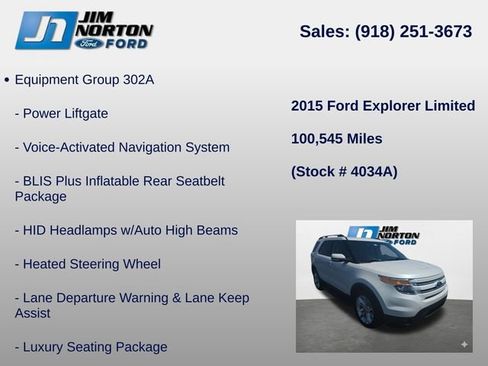 Used 2015 Ford Explorer Limited w/ Equipment Group 302A AWD/4WD image 8
