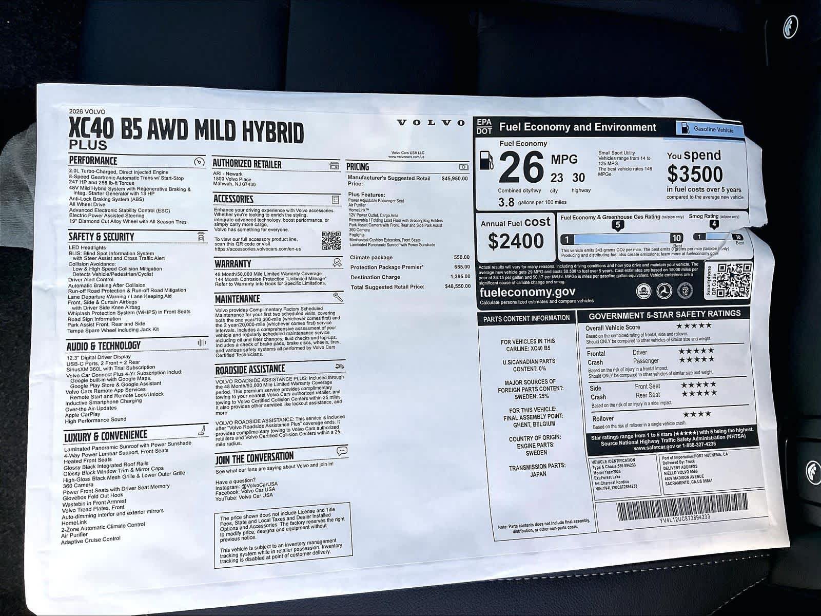 New 2026 Volvo XC40 B5 Plus AWD/4WD image 36