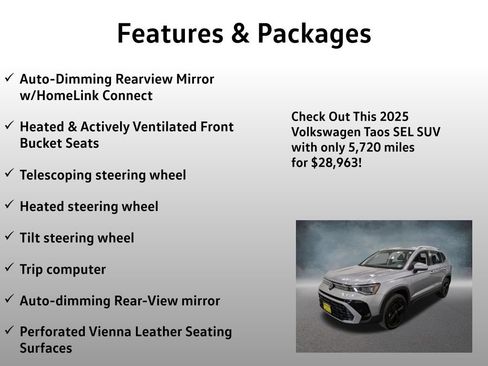 Used 2025 Volkswagen Taos SEL w/ Black Wheel Plus Package AWD/4WD image 17