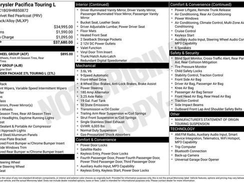 Used 2017 Chrysler Pacifica Touring-L w/ Tire & Wheel Group FWD image 32