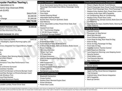 Used 2023 Chrysler Pacifica Touring-L w/ S Appearance Package AWD/4WD image 38
