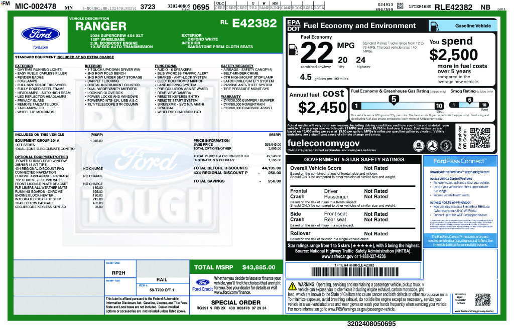 Used 2024 Ford Ranger XLT w/ Equipment Group 301A High AWD/4WD image 19