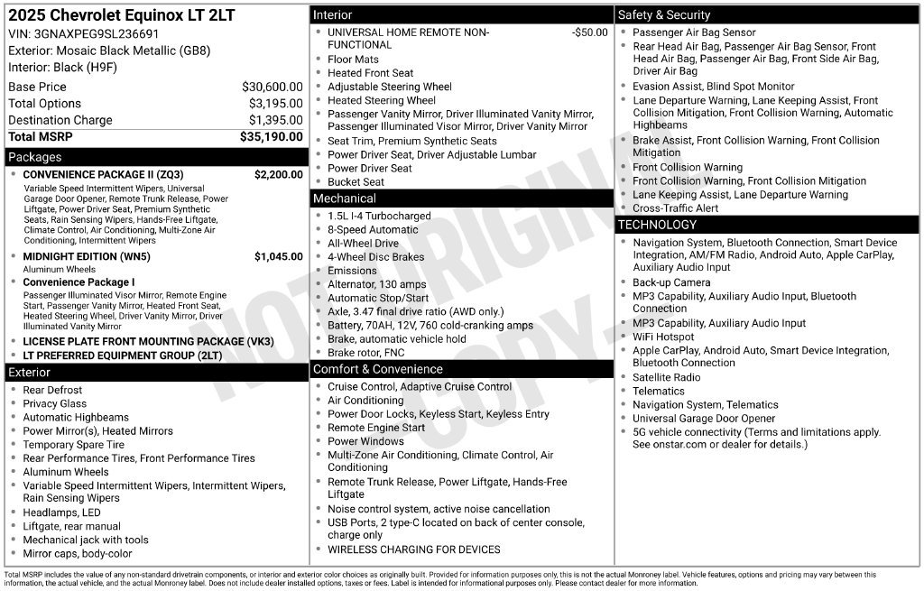 Used 2025 Chevrolet Equinox LT w/ Convenience Package II AWD/4WD image 11