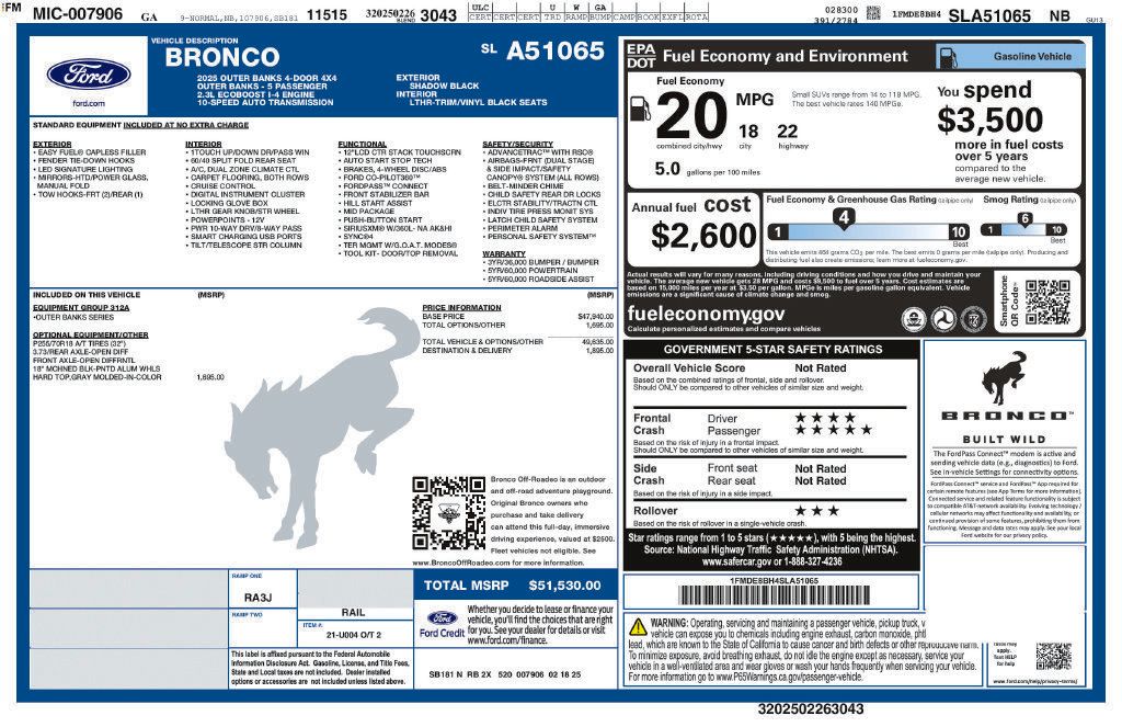 Used 2025 Ford Bronco Outer Banks AWD/4WD image 6