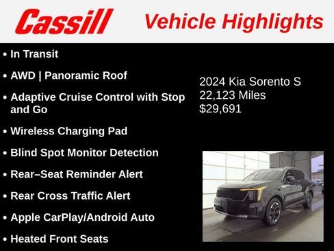 Used 2024 Kia Sorento S w/ Panoramic Sunroof Package AWD/4WD image 3