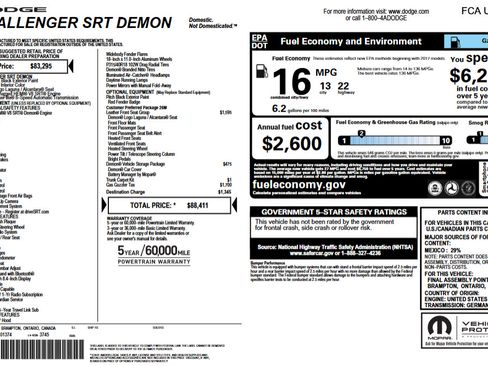 Used 2018 Dodge Challenger SRT Demon w/ Leather Front Seat Group RWD image 25