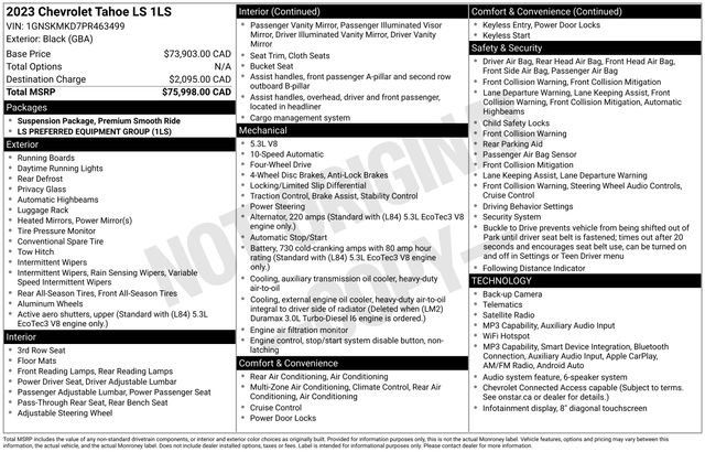 Used 2023 Chevrolet Tahoe LS AWD/4WD image 1