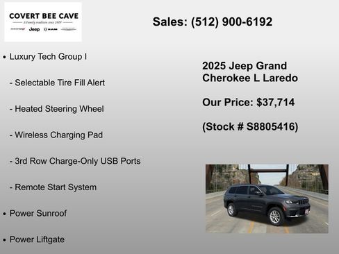 New 2025 Jeep Grand Cherokee L Laredo w/ Luxury Tech Group I RWD image 12