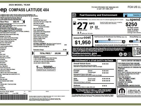 Used 2025 Jeep Compass Latitude AWD/4WD image 6